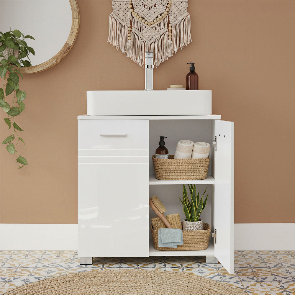 Badezimmerschrank mit Doppeltür, Badschrank, verstellbare Ablage