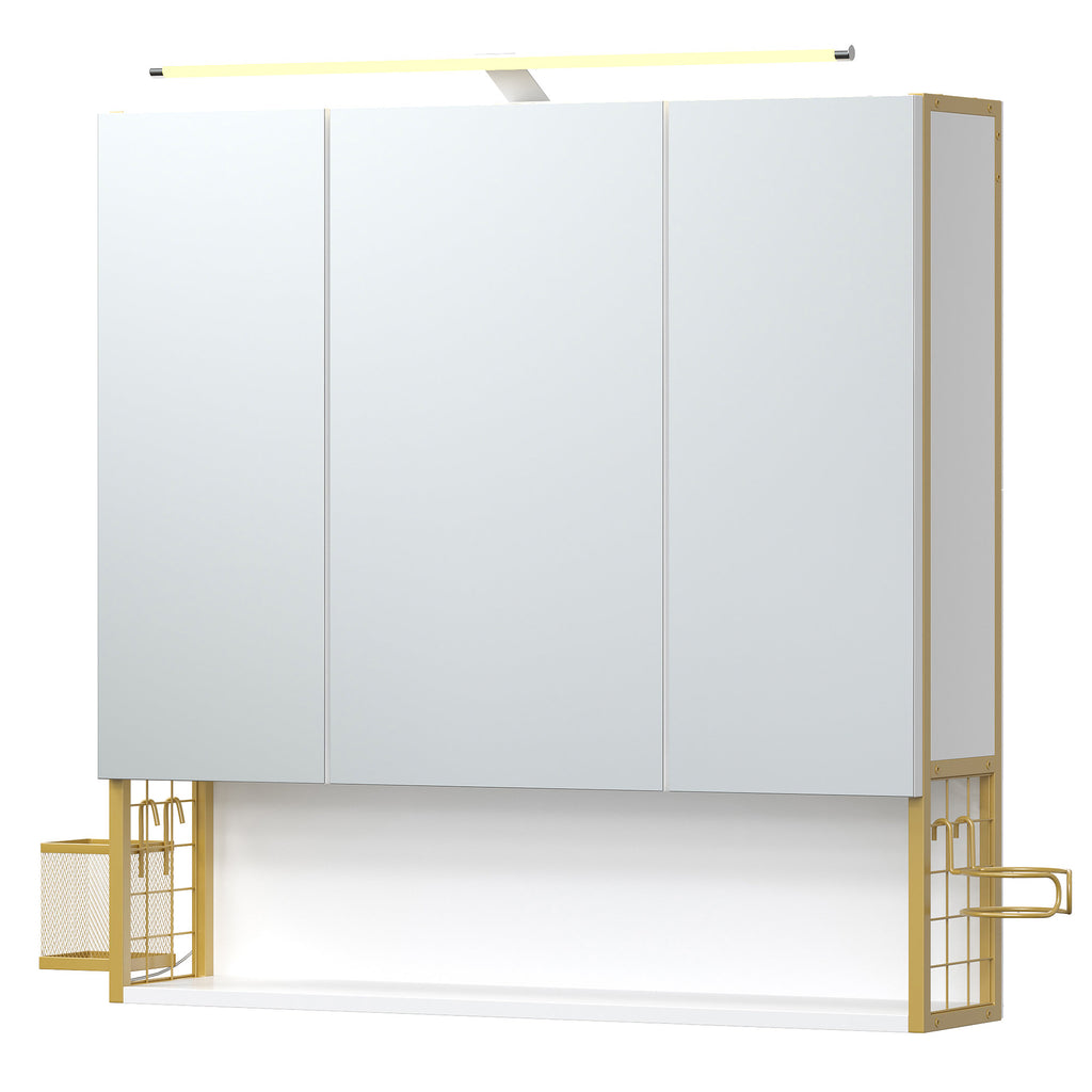 Badezimmerschrank mit LED-Beleuchtung, 14,6 x 70
