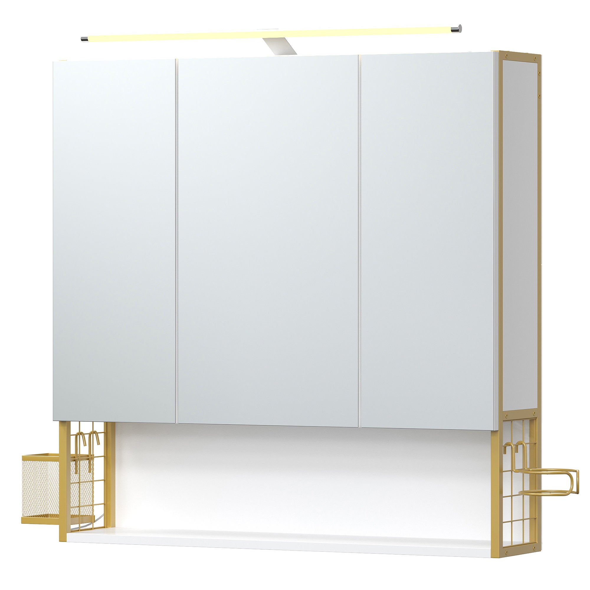 Badezimmerschrank mit LED-Beleuchtung, 14,6 x 70