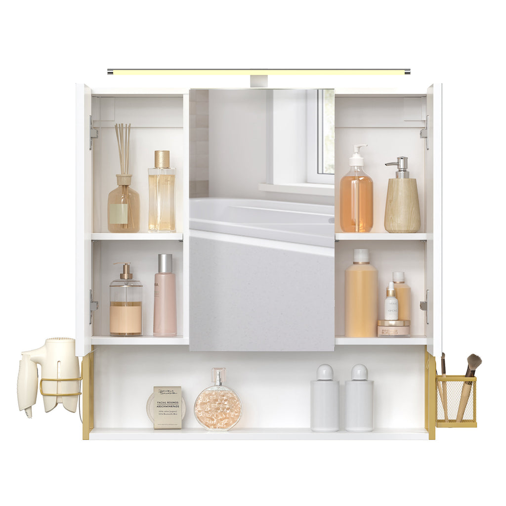 Badezimmerschrank mit LED-Beleuchtung, 14,6 x 70