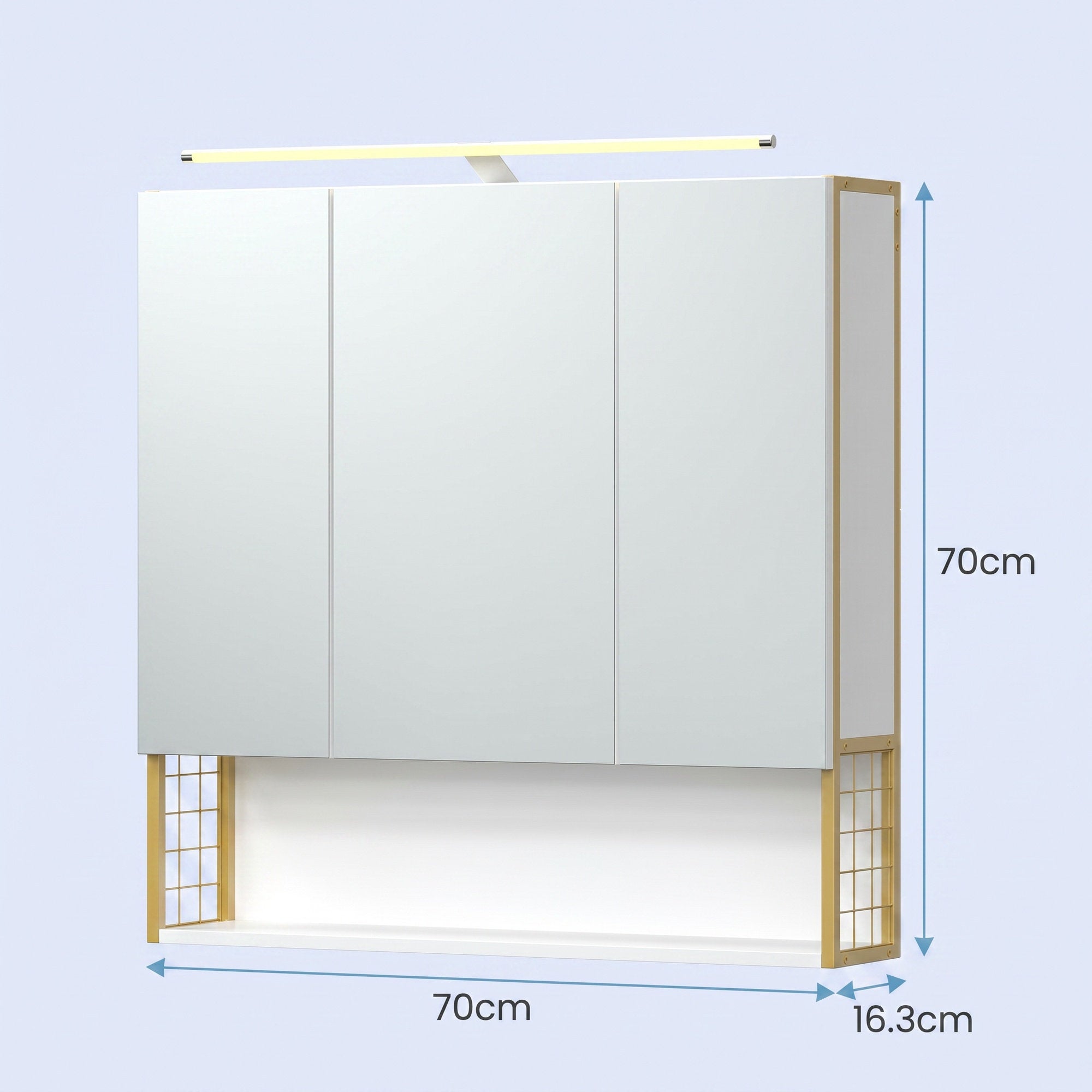 Badezimmerschrank mit LED-Beleuchtung, 14,6 x 70