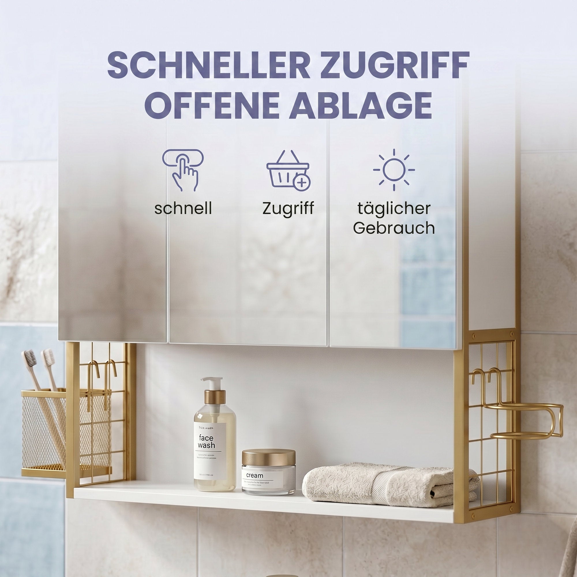 Badezimmerschrank mit LED-Beleuchtung, 14,6 x 70