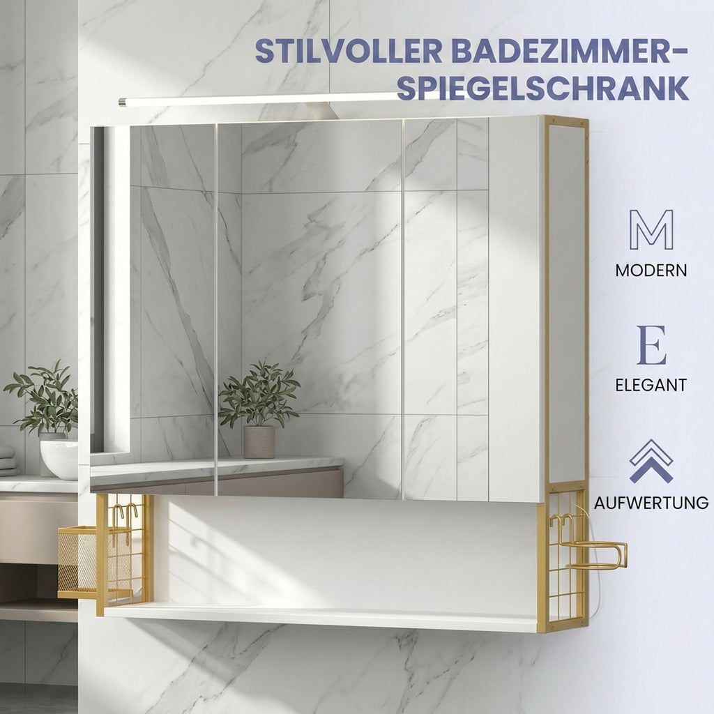 Badezimmerschrank mit LED-Beleuchtung, 14,6 x 70