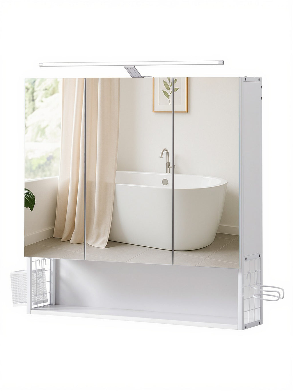 Badezimmerschrank mit LED-Beleuchtung, 14,6 x 70