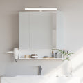 Badezimmerschrank mit LED-Beleuchtung, Steckdosen, Hängekorb