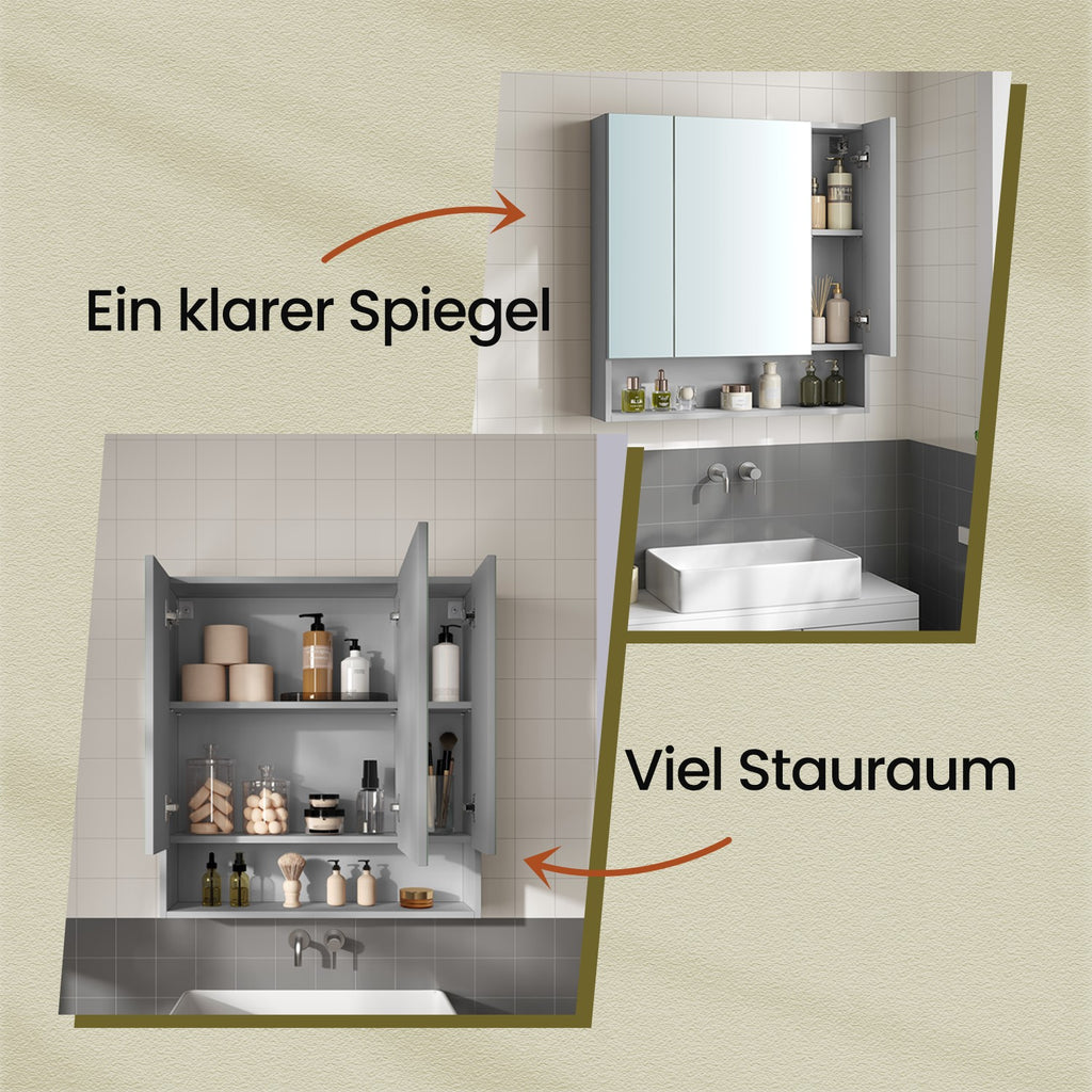 Badezimmerschrank mit 3 Türen, Badschrank, Spiegelschrank
