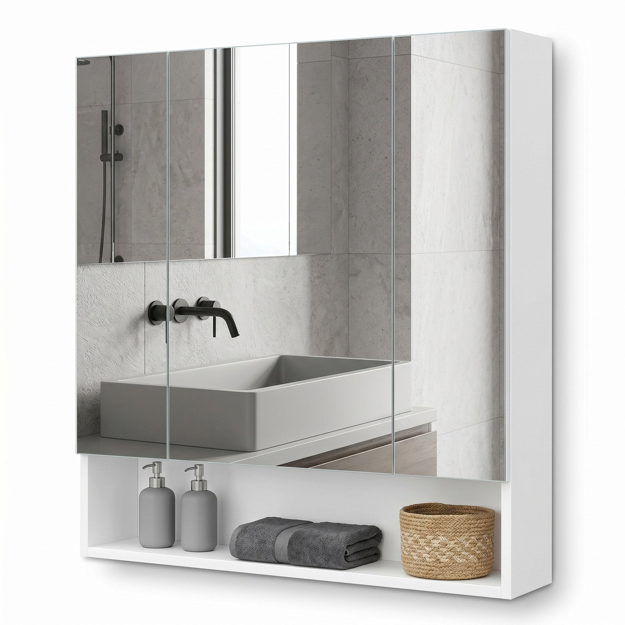 Badezimmerschrank mit 3 Türen, Badschrank, Spiegelschrank