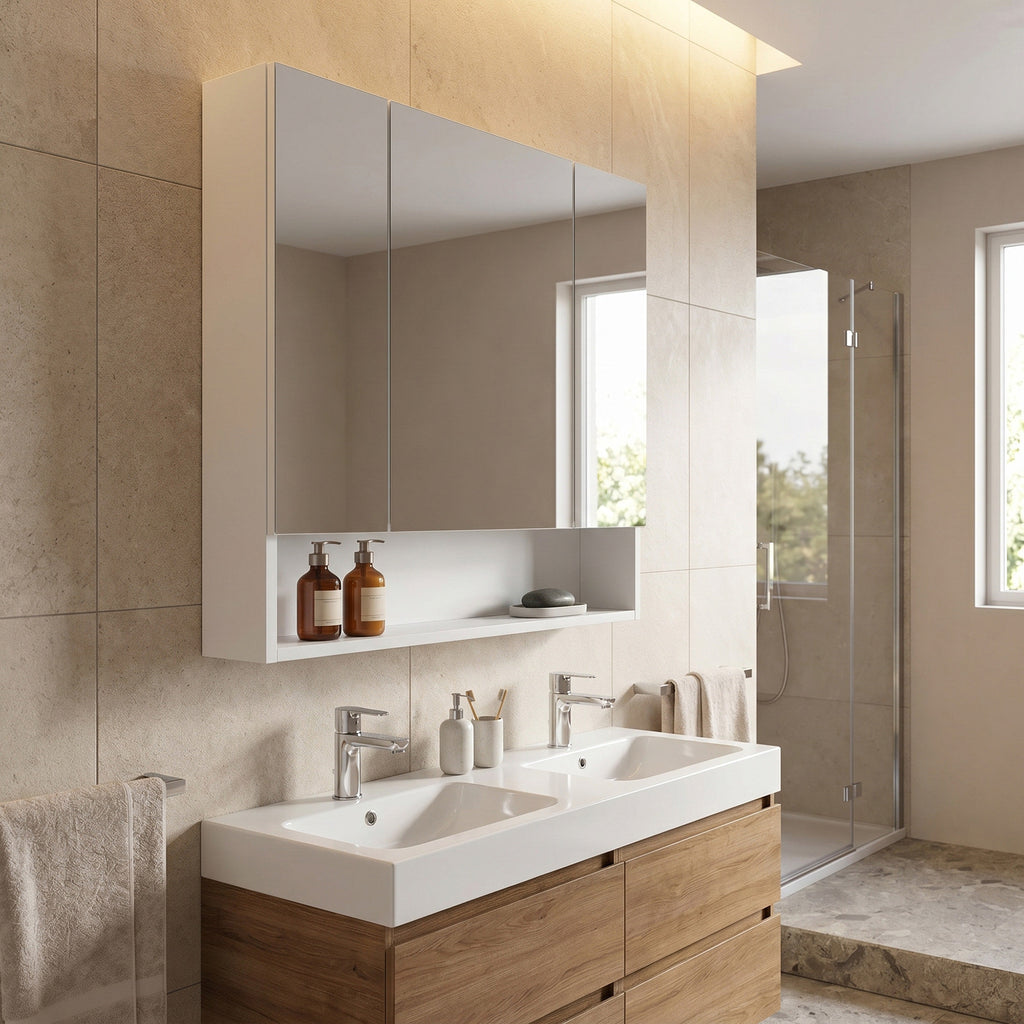 Badezimmerschrank mit 3 Türen, Badschrank, Spiegelschrank