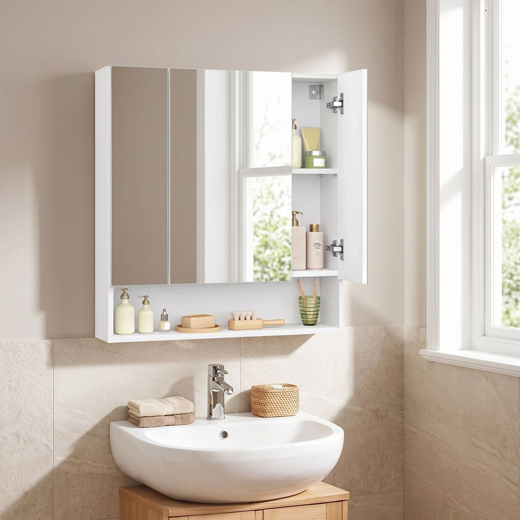 Badezimmerschrank mit 3 Türen, Badschrank, Spiegelschrank