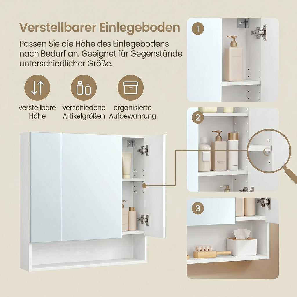 Badezimmerschrank mit 3 Türen, Badschrank, Spiegelschrank