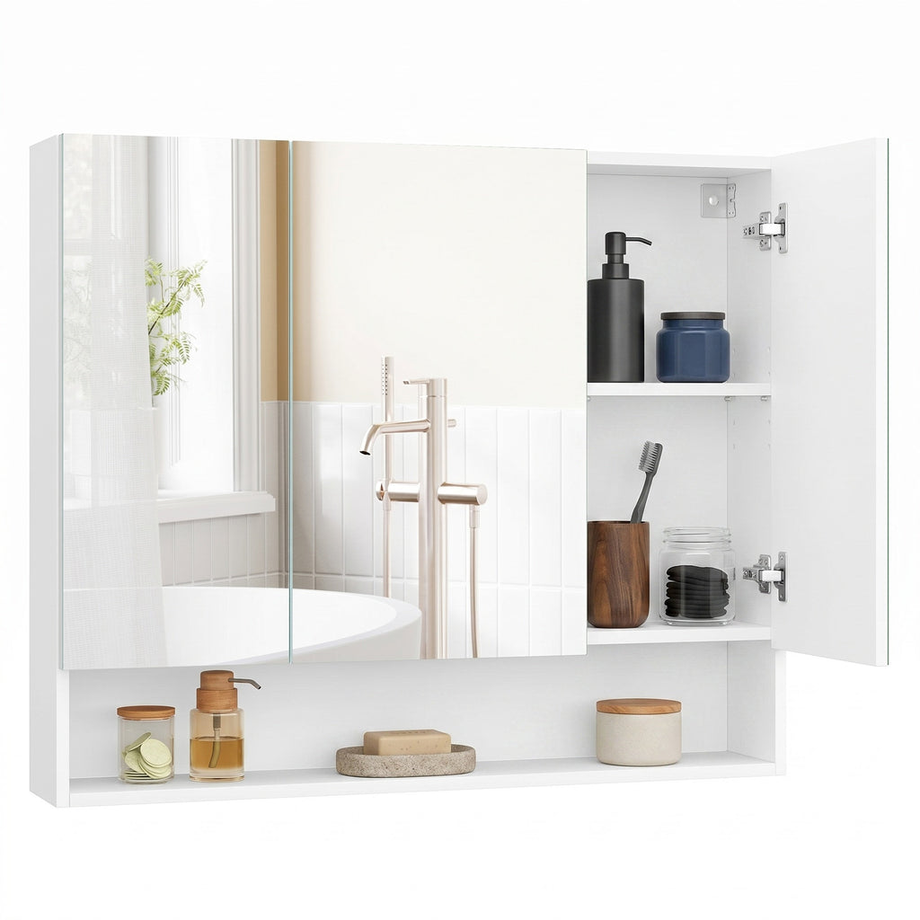 Badezimmerschrank mit 3 Türen, Badschrank, Spiegelschrank