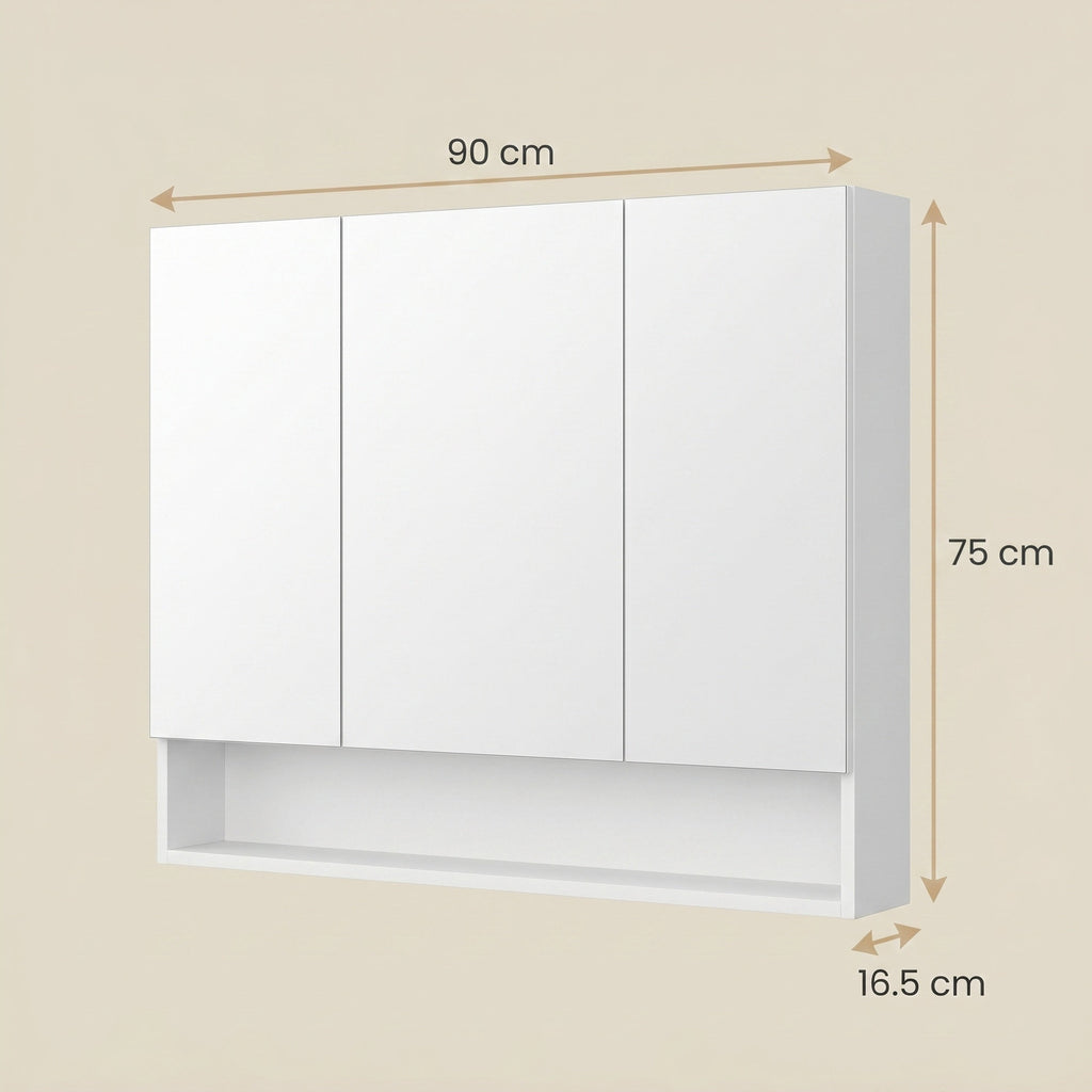 Badezimmerschrank mit 3 Türen, Badschrank, Spiegelschrank