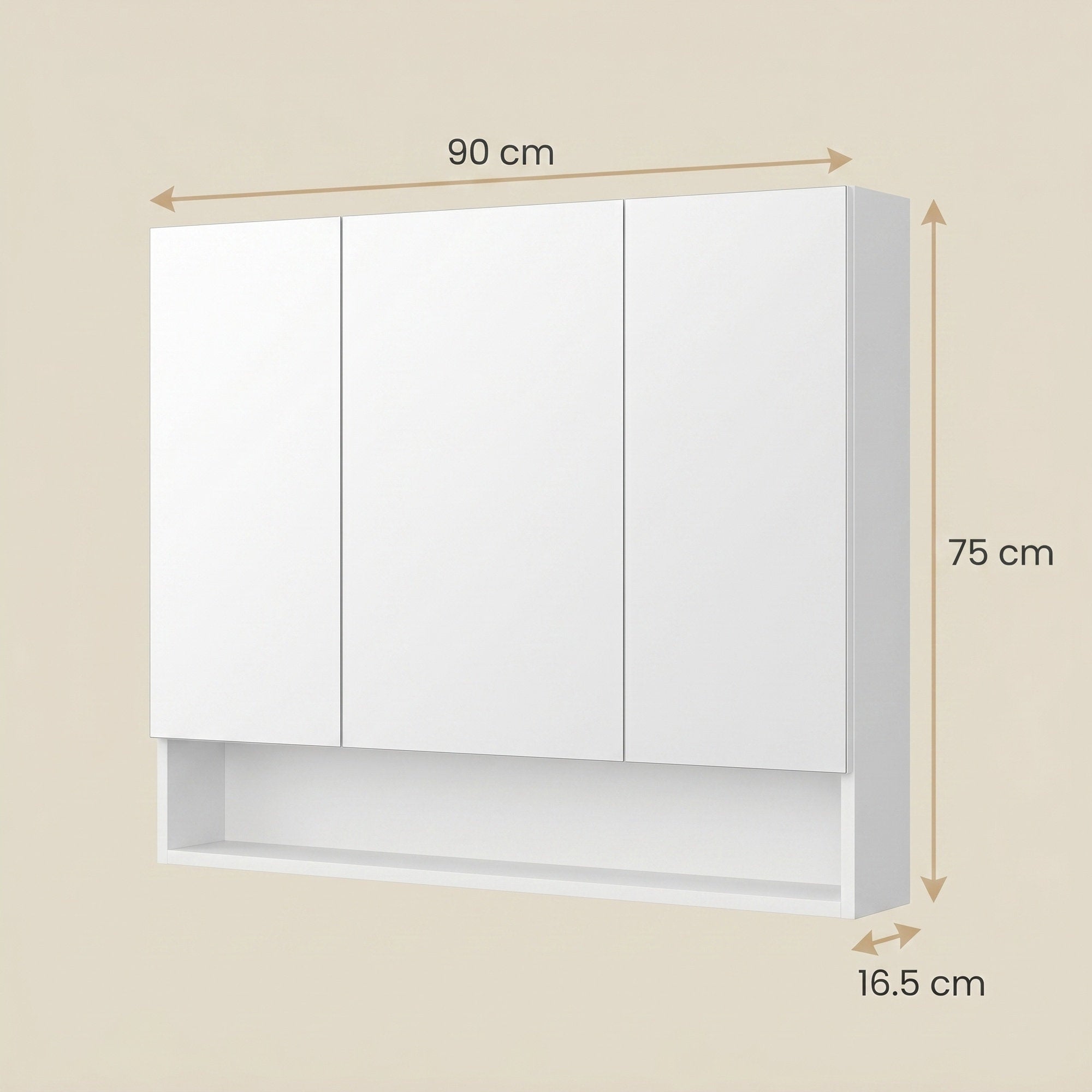 Badezimmerschrank mit 3 Türen, Badschrank, Spiegelschrank