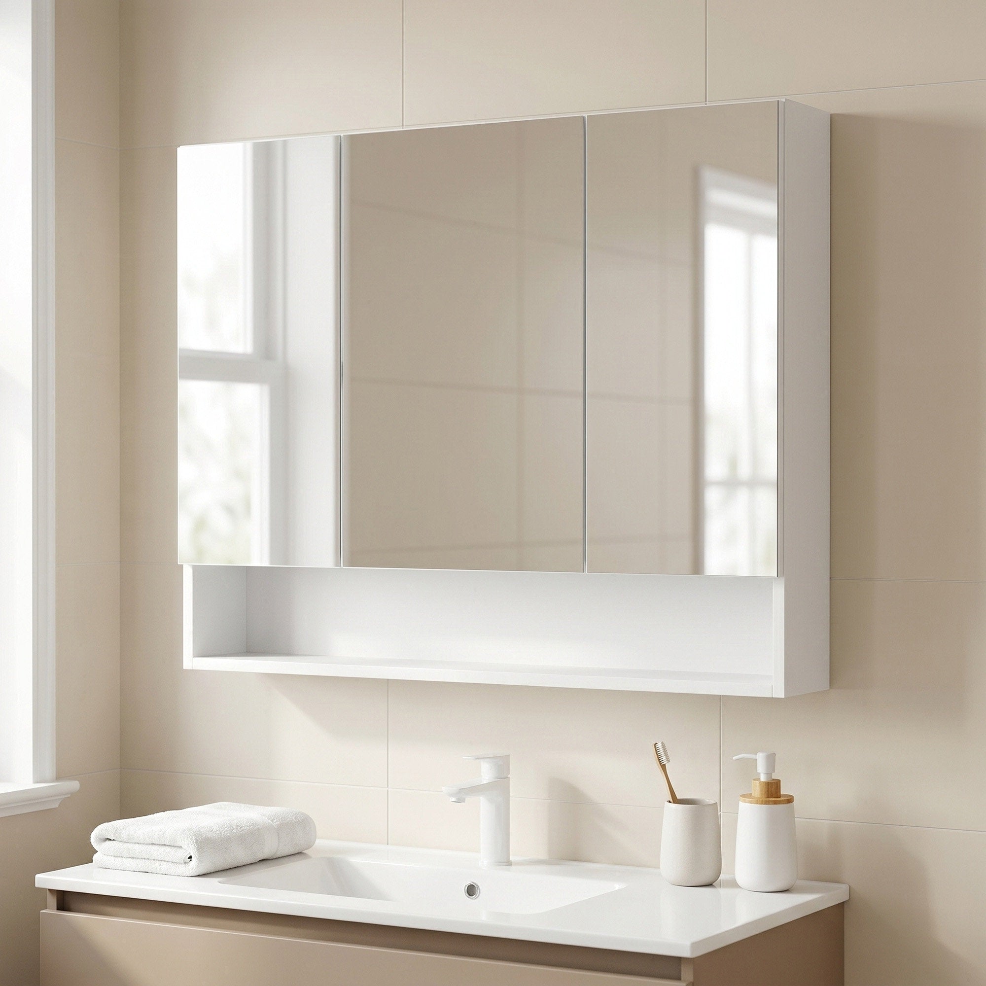 Badezimmerschrank mit 3 Türen, Badschrank, Spiegelschrank
