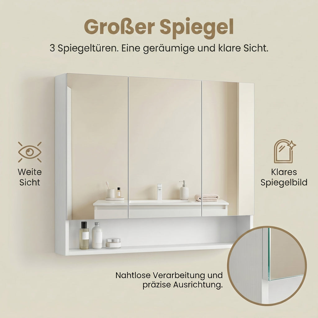Badezimmerschrank mit 3 Türen, Badschrank, Spiegelschrank