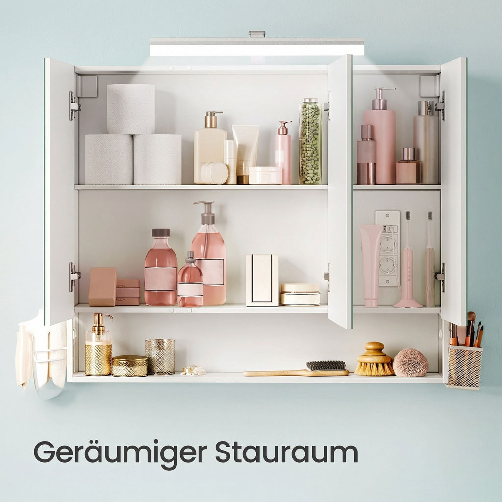 Badezimmerschrank mit LED-Beleuchtung, 16,6 x 90