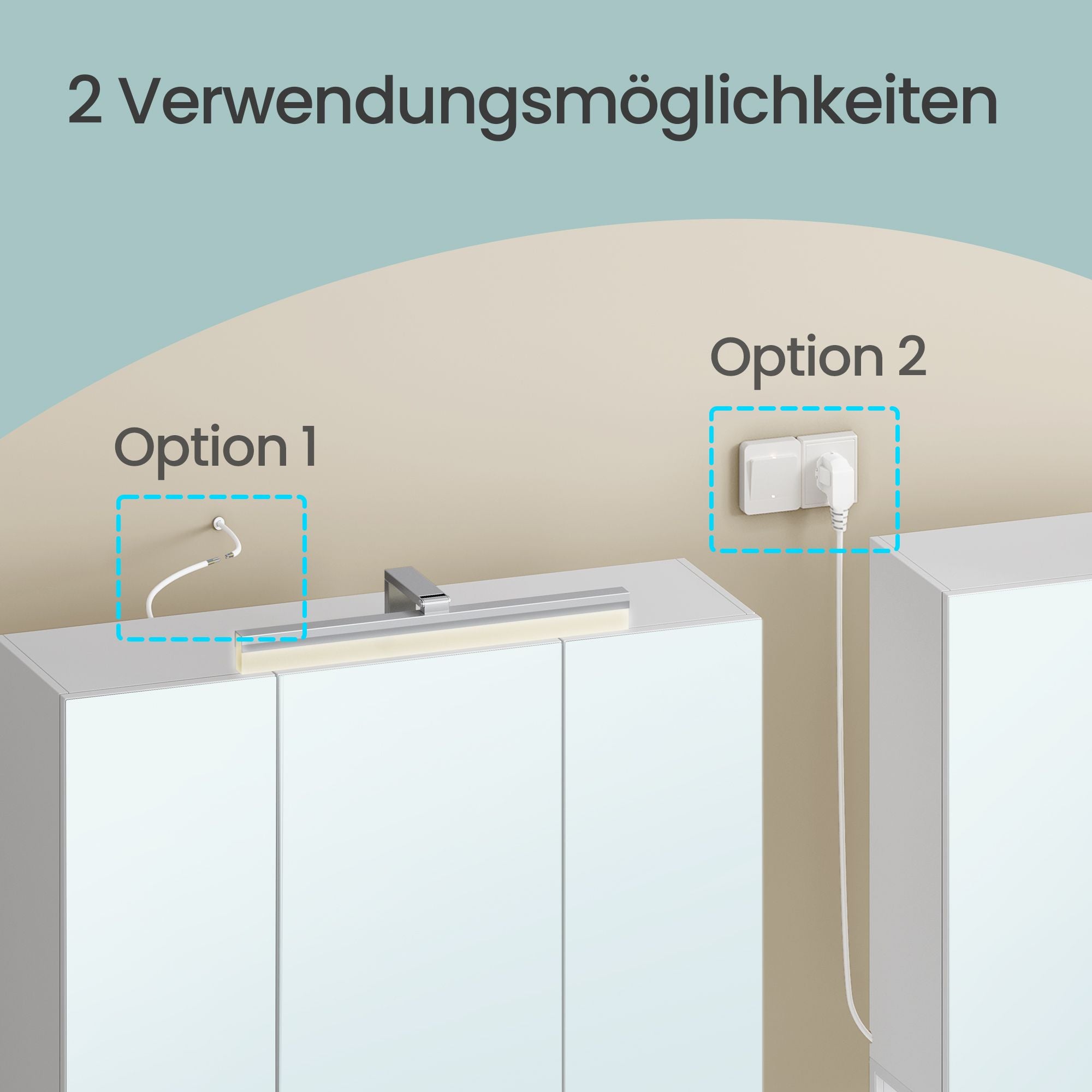 Badezimmerschrank mit LED-Beleuchtung, 16,6 x 90