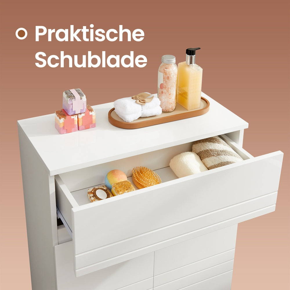 Badschrank mit 2 Türen, Aufbewahrungsschrank, mit Schublade und verstellbarem Regal