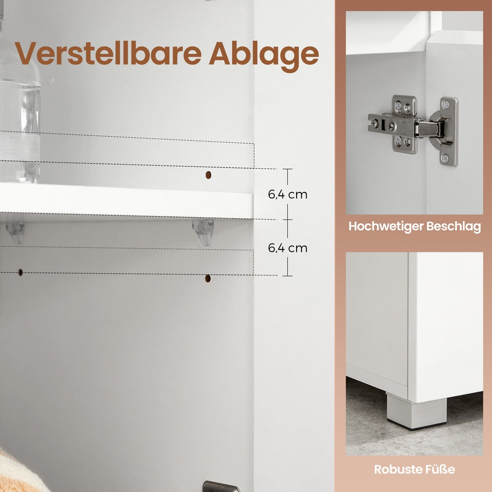 Badschrank mit 2 Türen, Aufbewahrungsschrank, mit Schublade und verstellbarem Regal