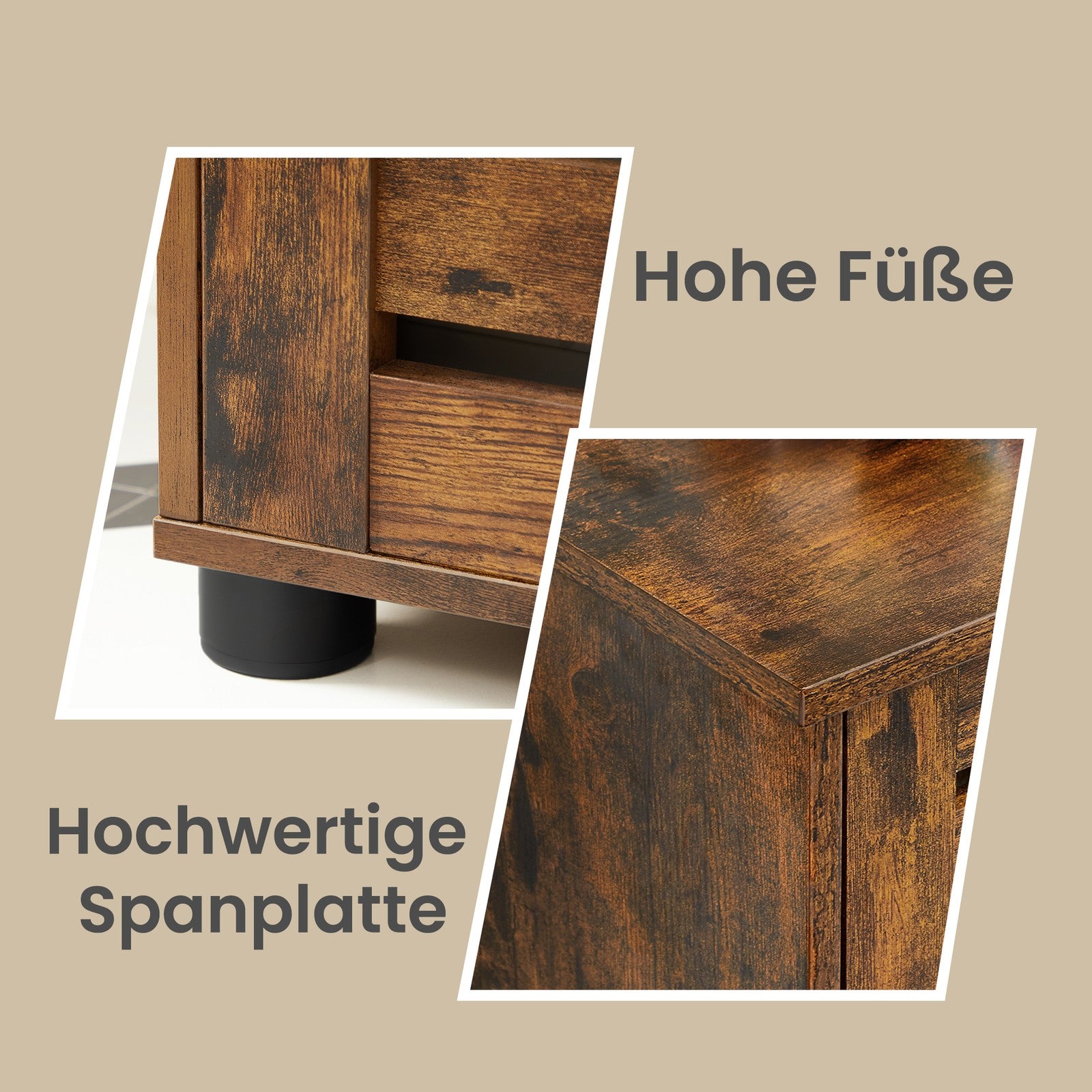 Badschrank, Aufbewahrungsschrank mit Lamellentüren, Beistellschrank mit 2 höhenverstellbaren Ablagen
