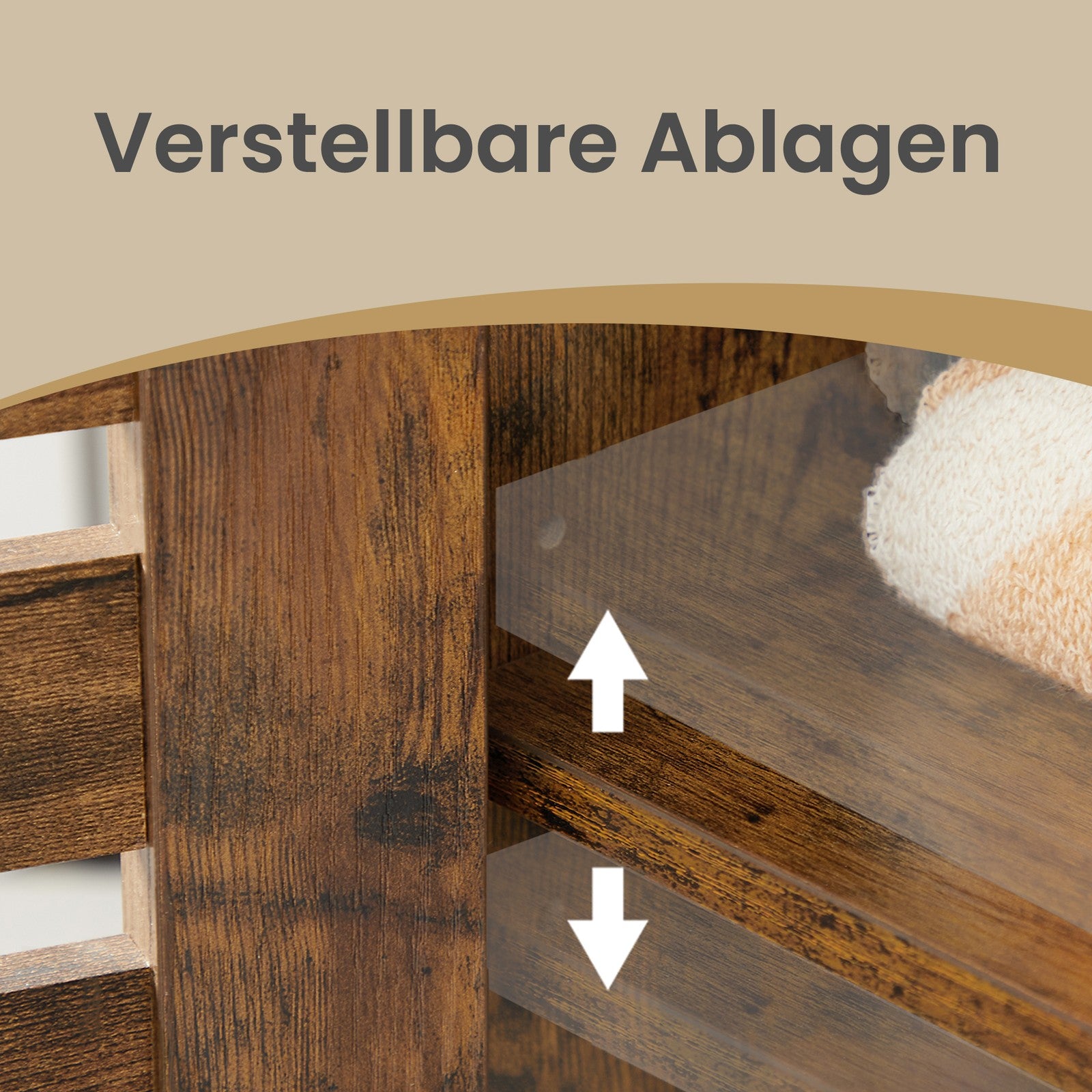 Badschrank, Aufbewahrungsschrank mit Lamellentüren, Beistellschrank mit 2 höhenverstellbaren Ablagen