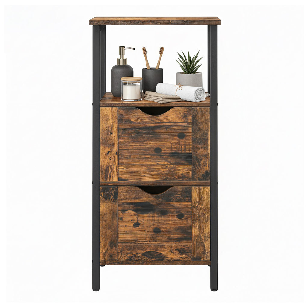 Badschrank, Badregal mit 2 Schubladen, Kommode