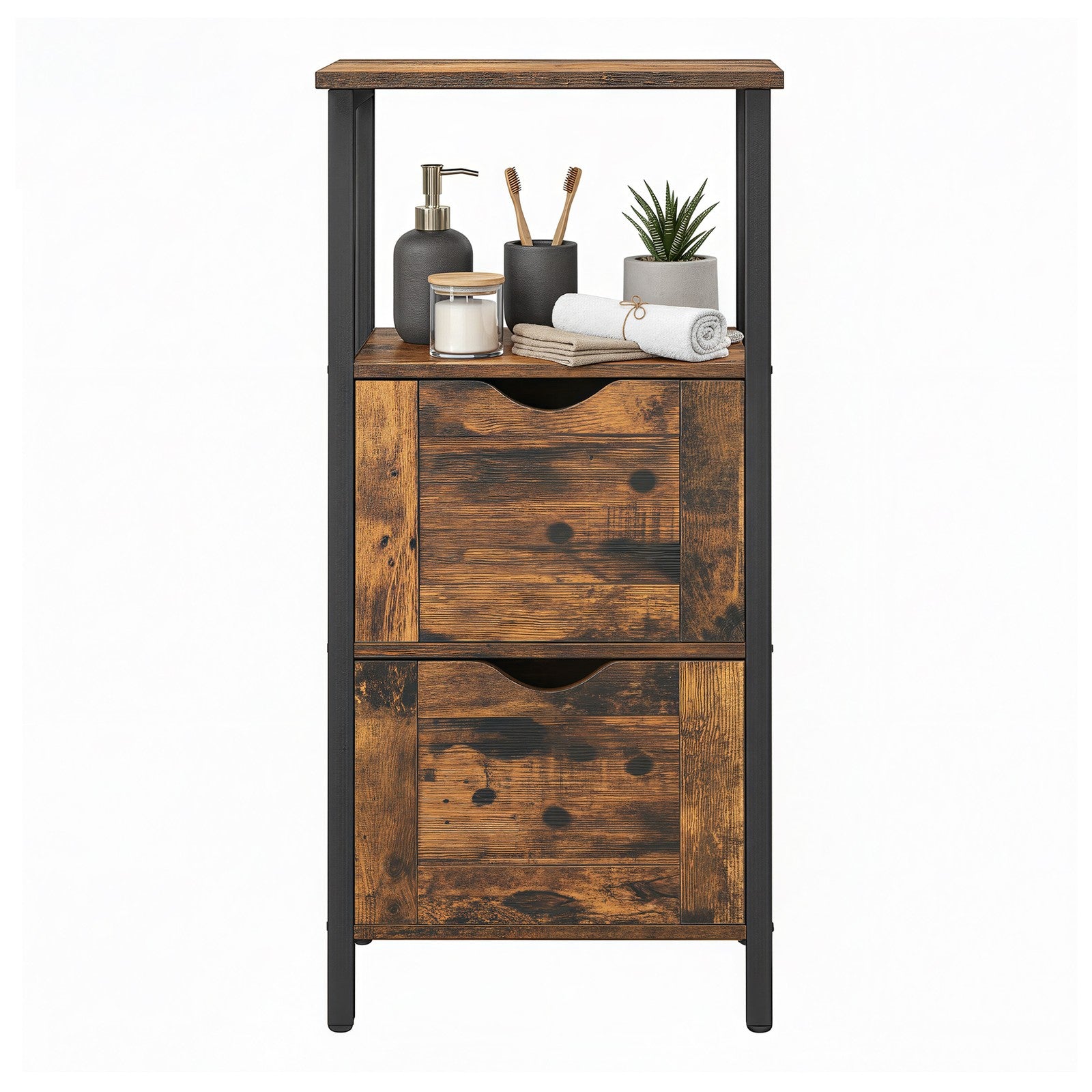 Badschrank, Badregal mit 2 Schubladen, Kommode
