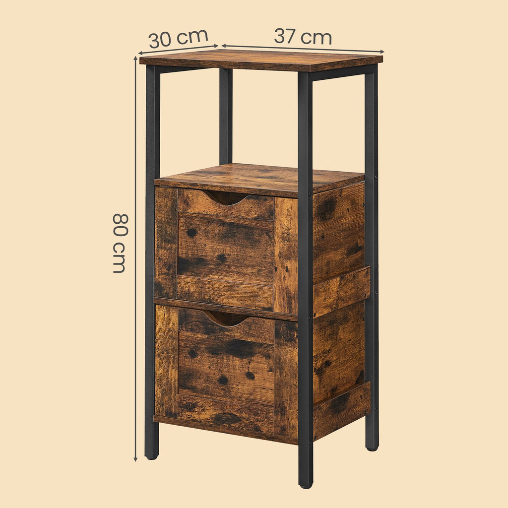 Badschrank, Badregal mit 2 Schubladen, Kommode