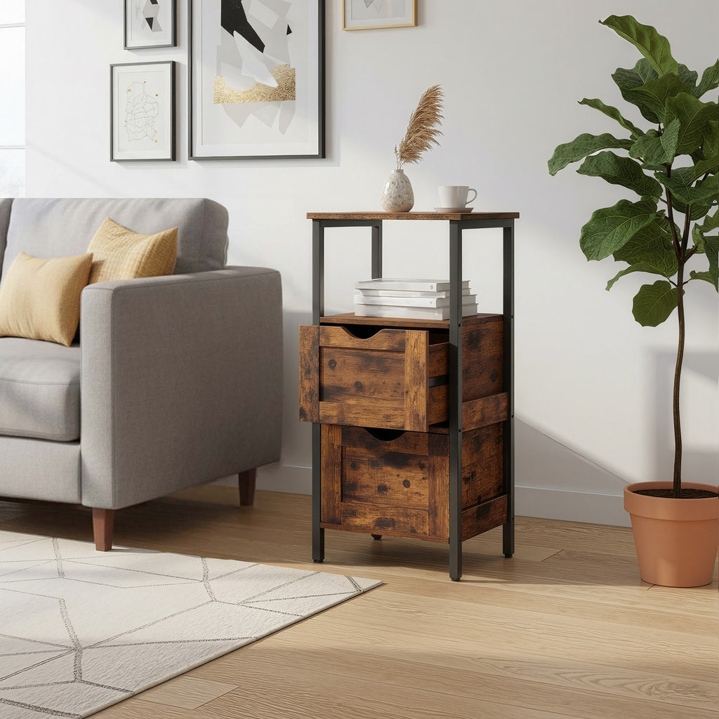 Badschrank, Badregal mit 2 Schubladen, Kommode