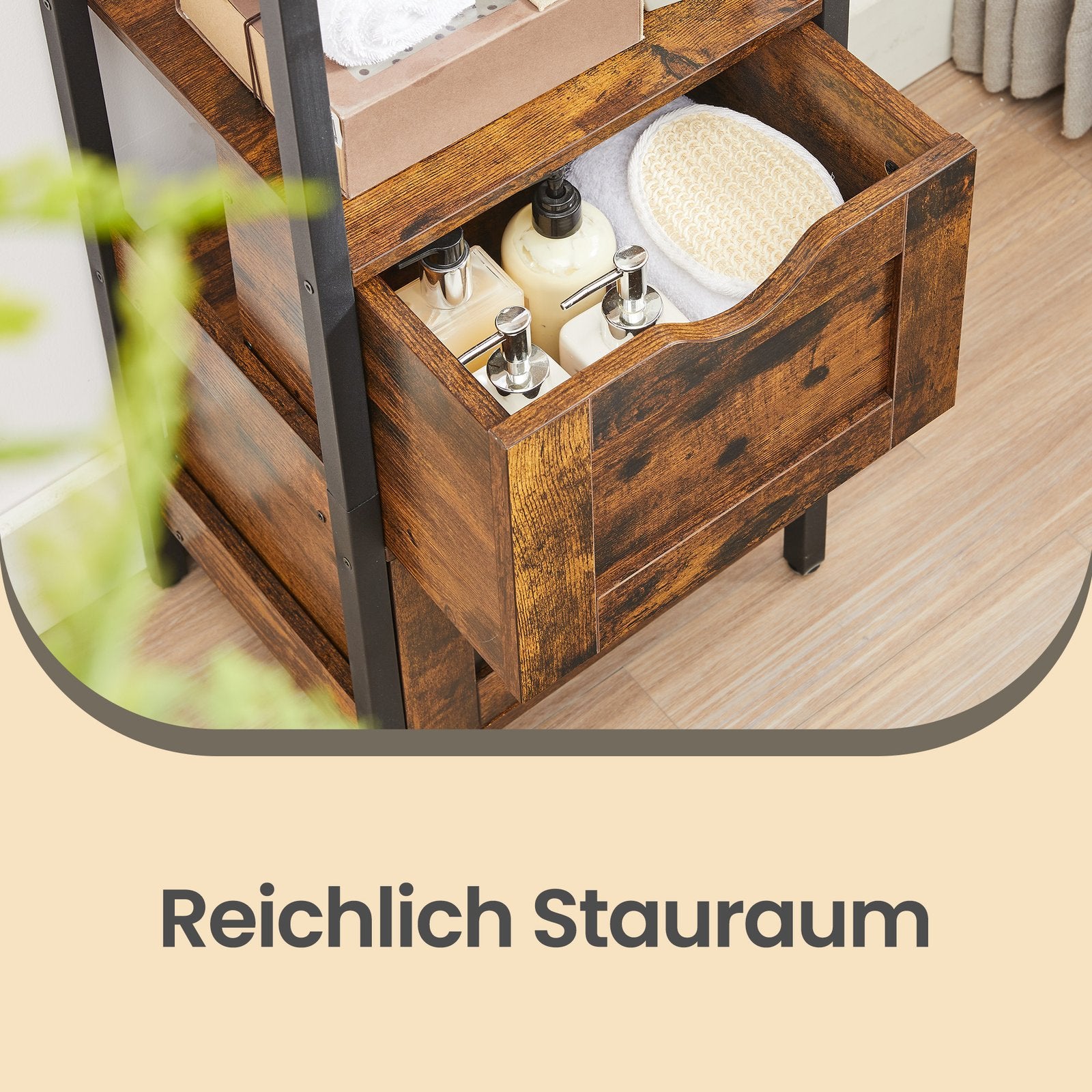 Badschrank, Badregal mit 2 Schubladen, Kommode