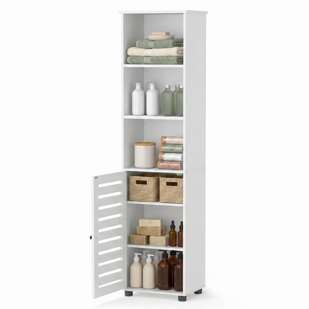 Hochschrank fürs Badezimmer, Badregal stehend, hoher Badezimmerschrank