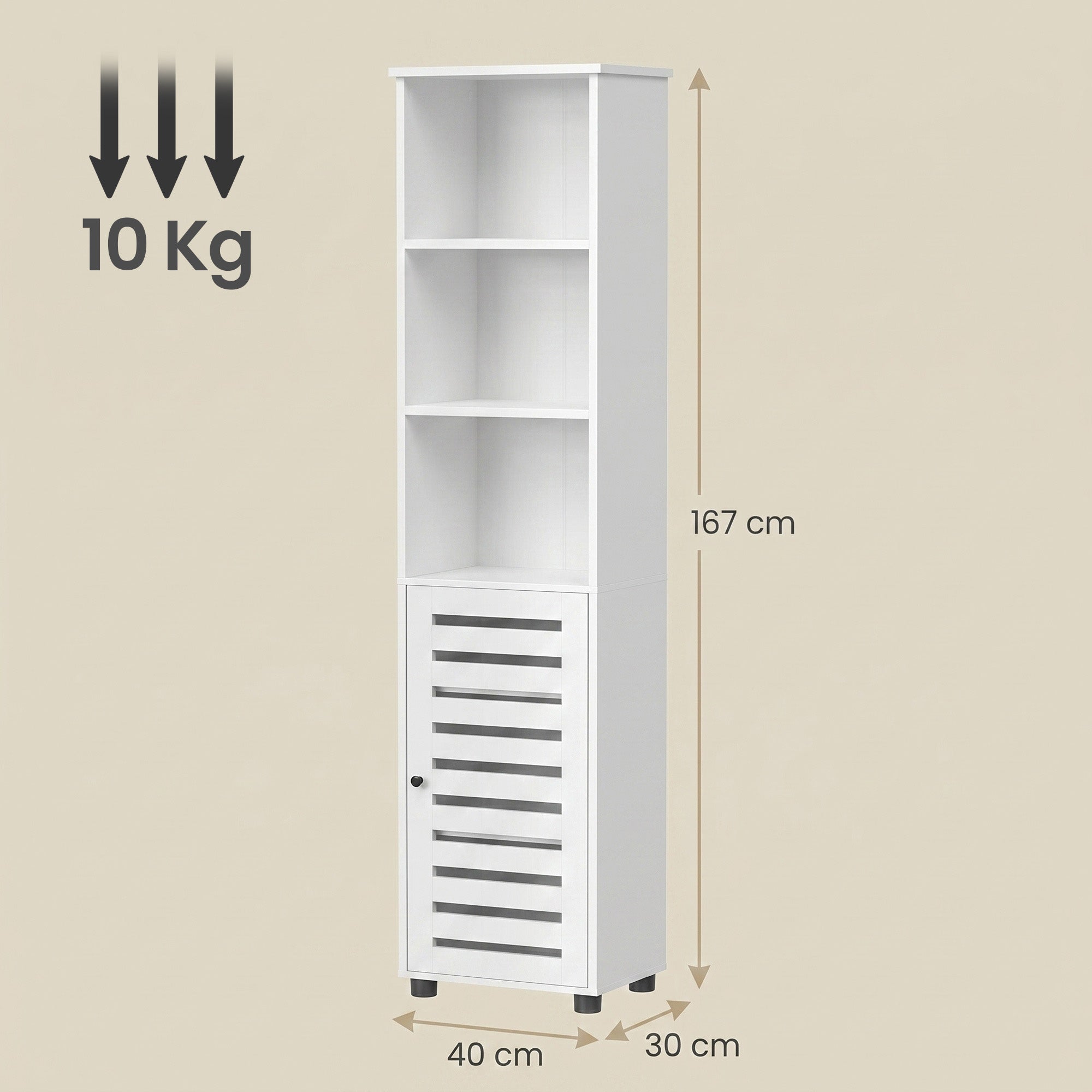 Hochschrank fürs Badezimmer, Badregal stehend, hoher Badezimmerschrank