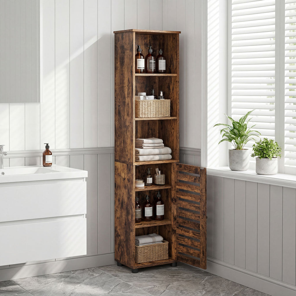 Hochschrank fürs Badezimmer, Badregal stehend, hoher Badezimmerschrank