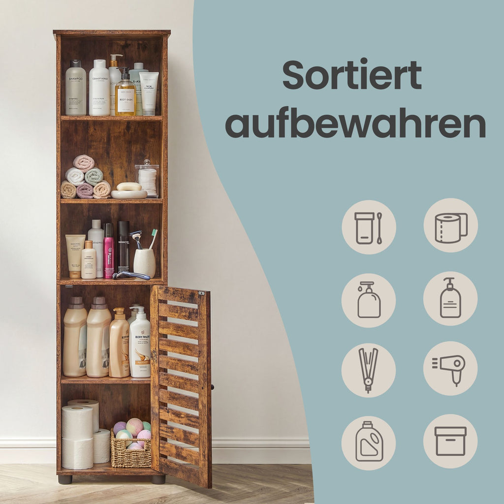 Hochschrank fürs Badezimmer, Badregal stehend, hoher Badezimmerschrank
