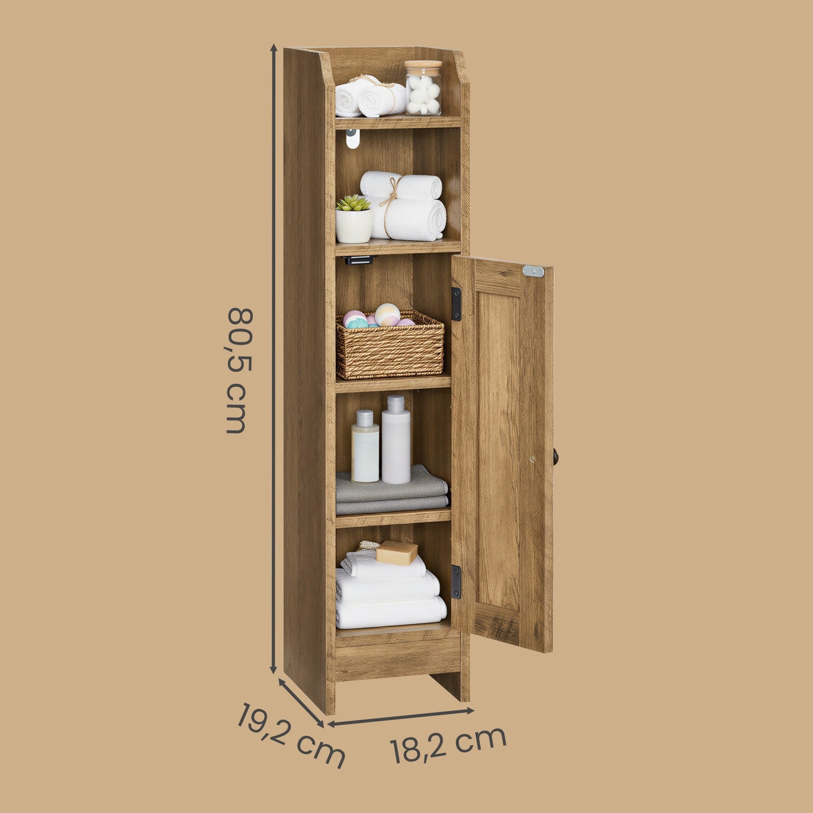 Badezimmerschrank klein, Badschrank schmal, stehend