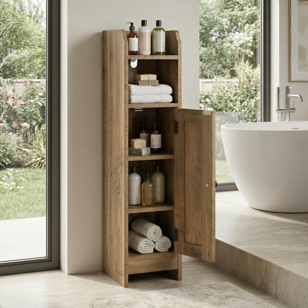 Badezimmerschrank klein, Badschrank schmal, stehend