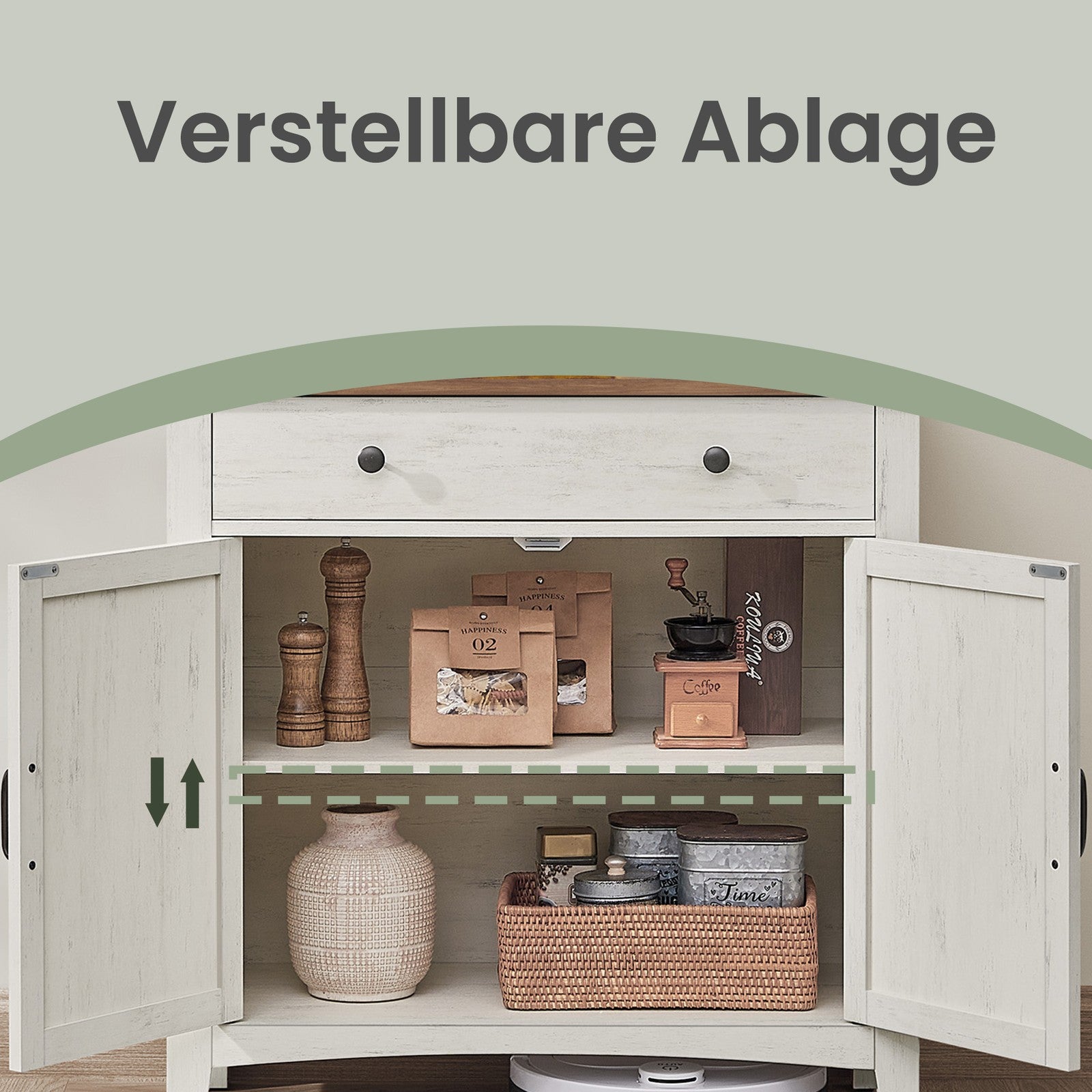 Küchenschrank mit Schublade, Landhausstil Aufbewahrungsschrank, Esszimmer