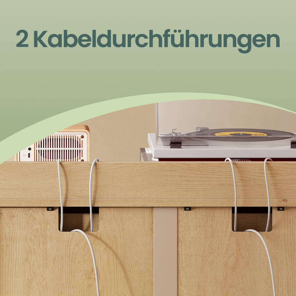 Sideboard mit Türen in Rattan-Optik, Aufbewahrungsschrank mit Schubladen, Boho-Stil