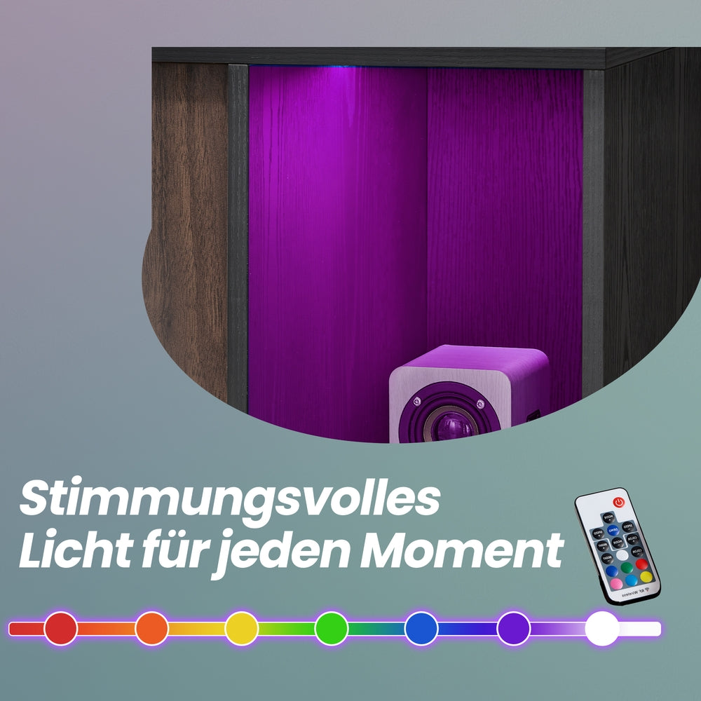 Aufbewahrungsschrank, schneller Aufbau ohne Werkzeug, mit Beleuchtung und Glasablage