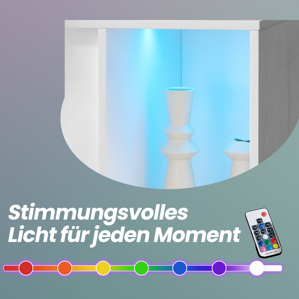 Aufbewahrungsschrank, schneller Aufbau ohne Werkzeug, mit Beleuchtung und Glasablage