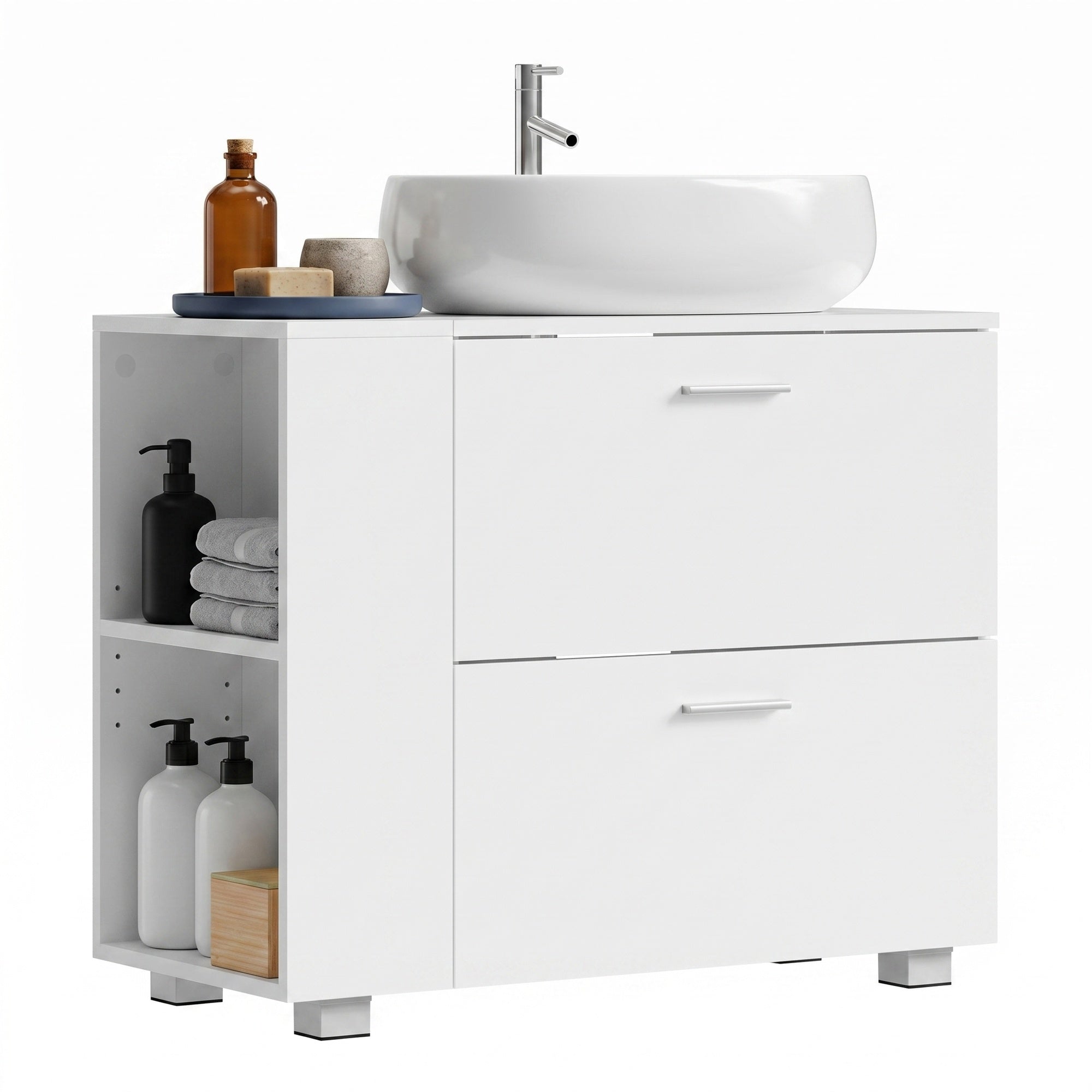 Waschbeckenunterschrank, offene Fächer, Badschrank