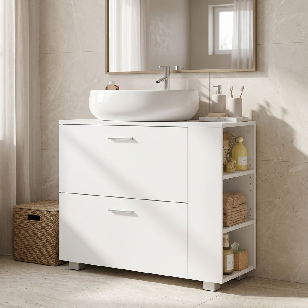 Waschbeckenunterschrank, offene Fächer, Badschrank