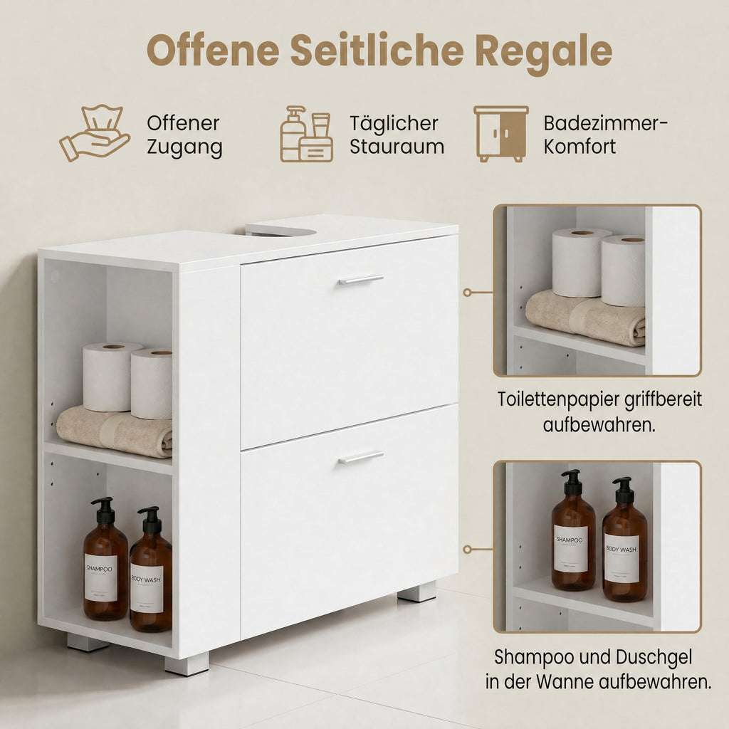 Waschbeckenunterschrank, offene Fächer, Badschrank