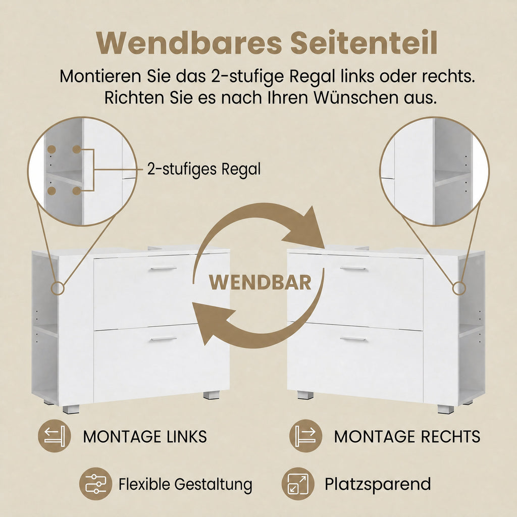 Waschbeckenunterschrank, offene Fächer, Badschrank