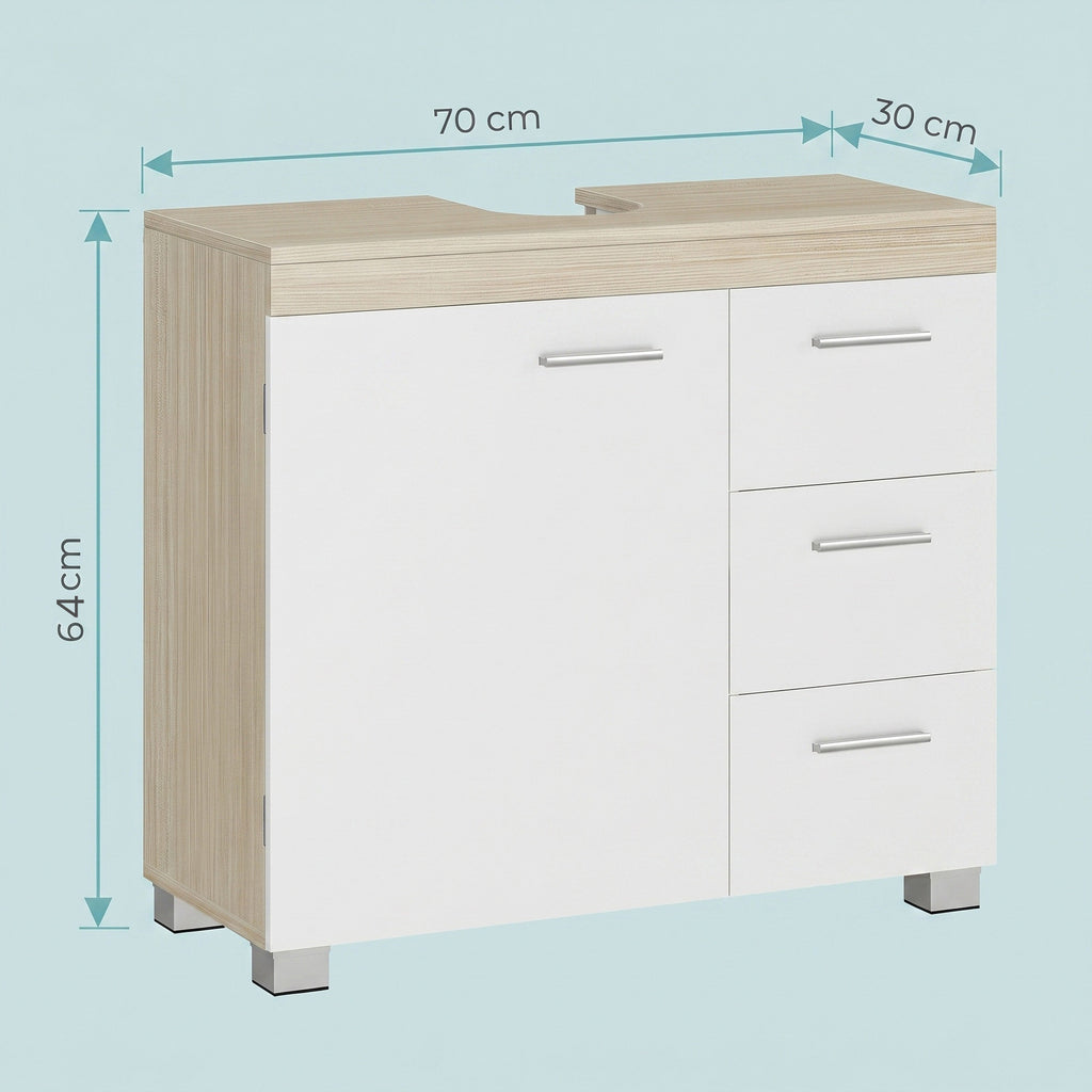 Waschbeckenunterschrank, Badezimmerschrank, 3 große Schubladen