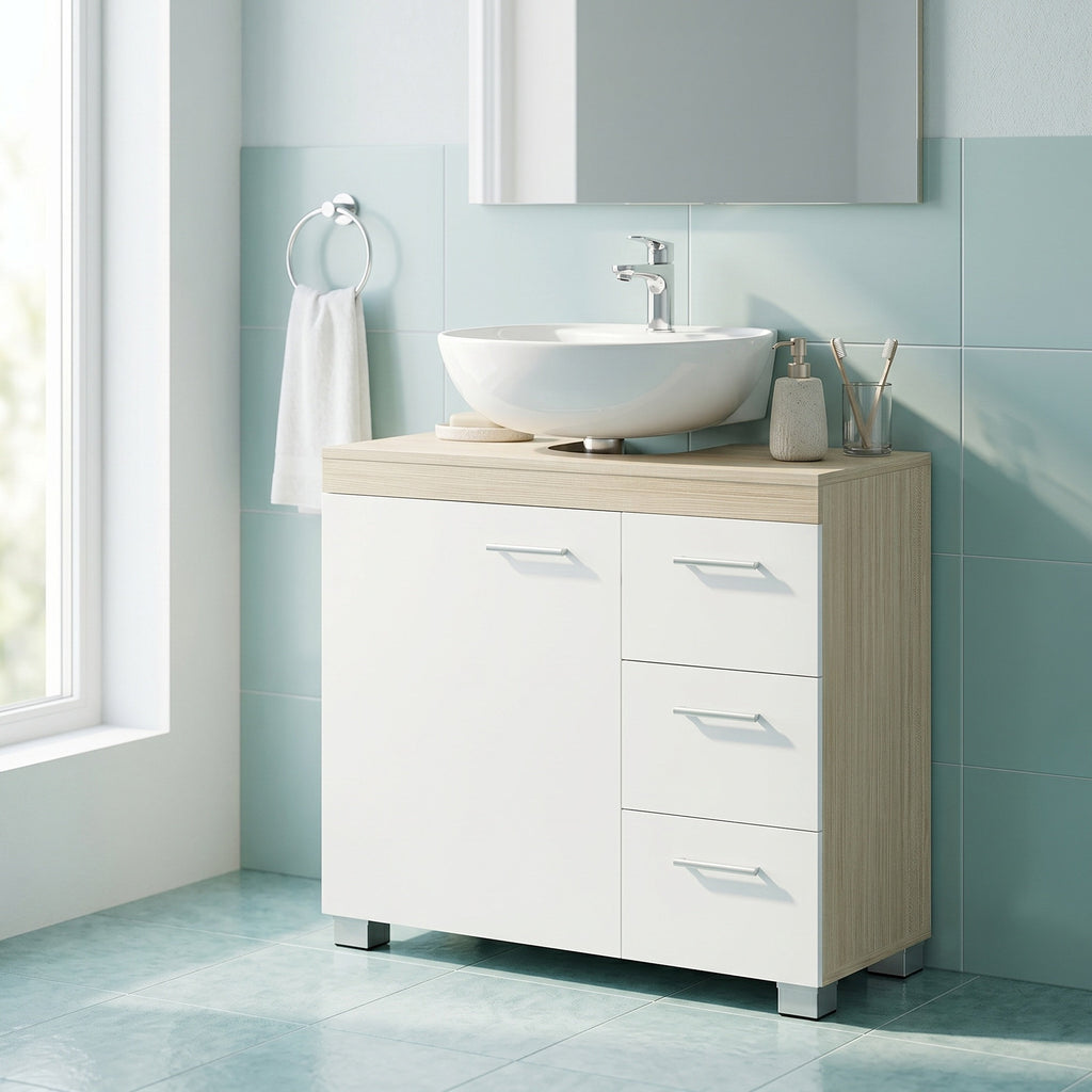 Waschbeckenunterschrank, Badezimmerschrank, 3 große Schubladen