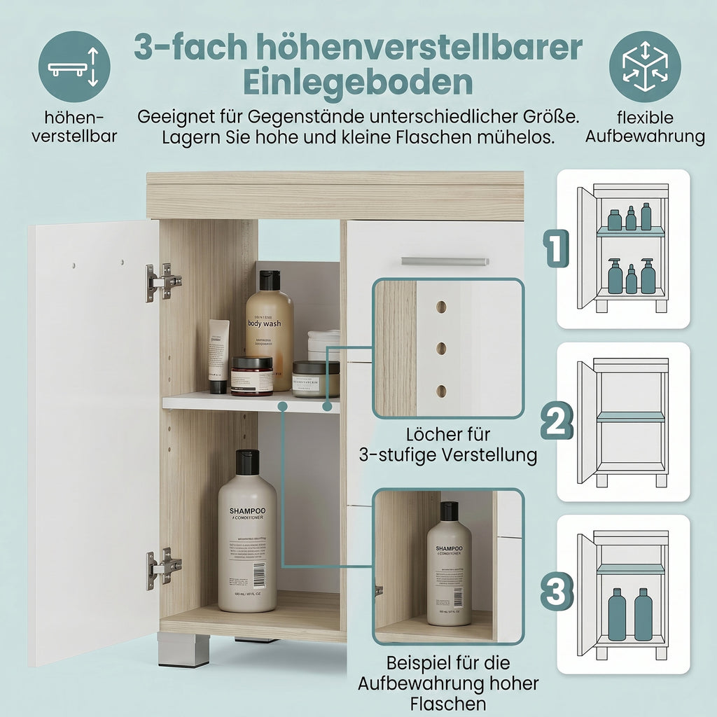 Waschbeckenunterschrank, Badezimmerschrank, 3 große Schubladen