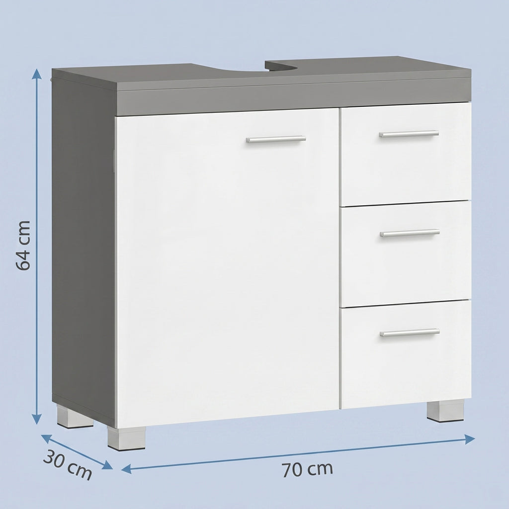 Waschbeckenunterschrank, Badezimmerschrank, 3 große Schubladen