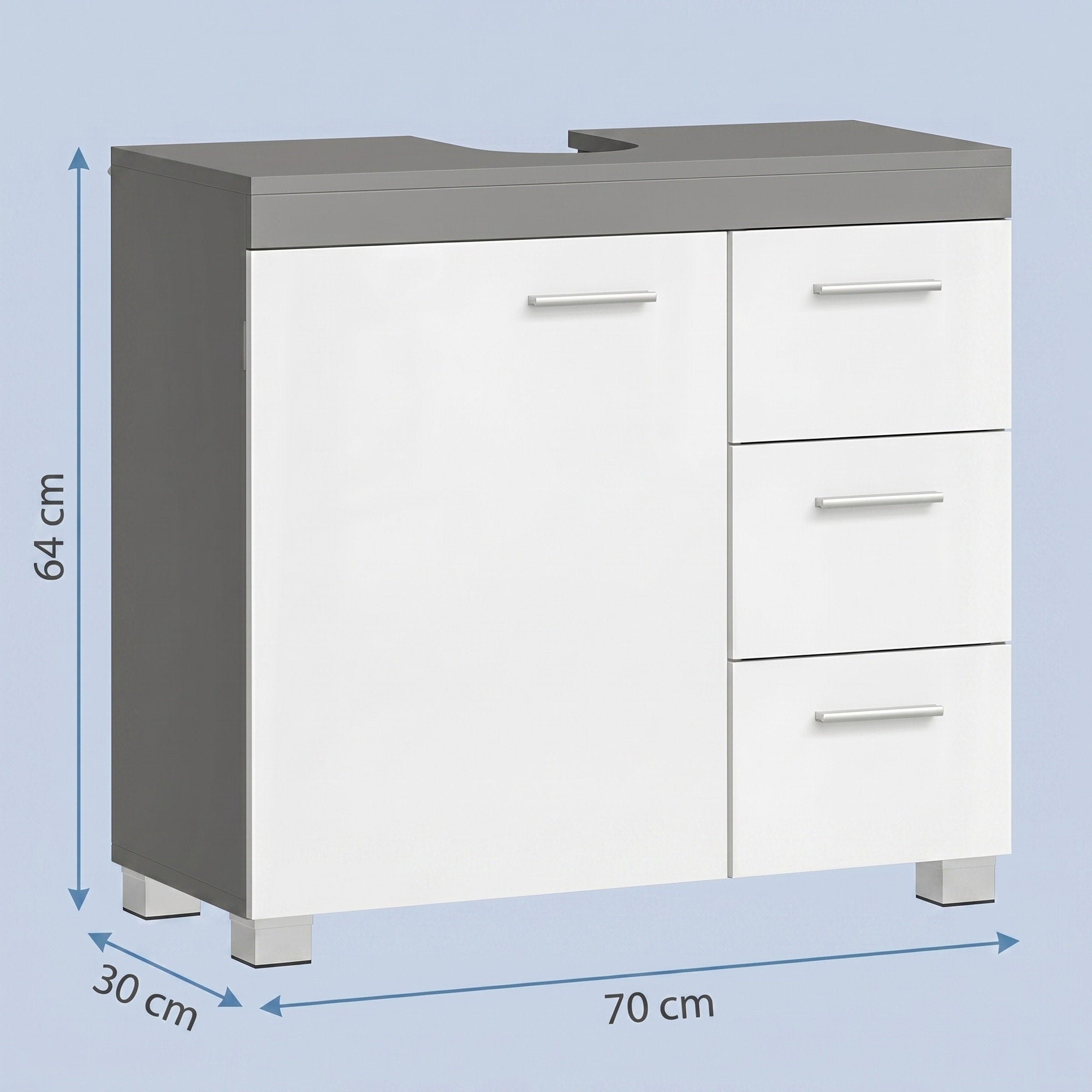 Waschbeckenunterschrank, Badezimmerschrank, 3 große Schubladen