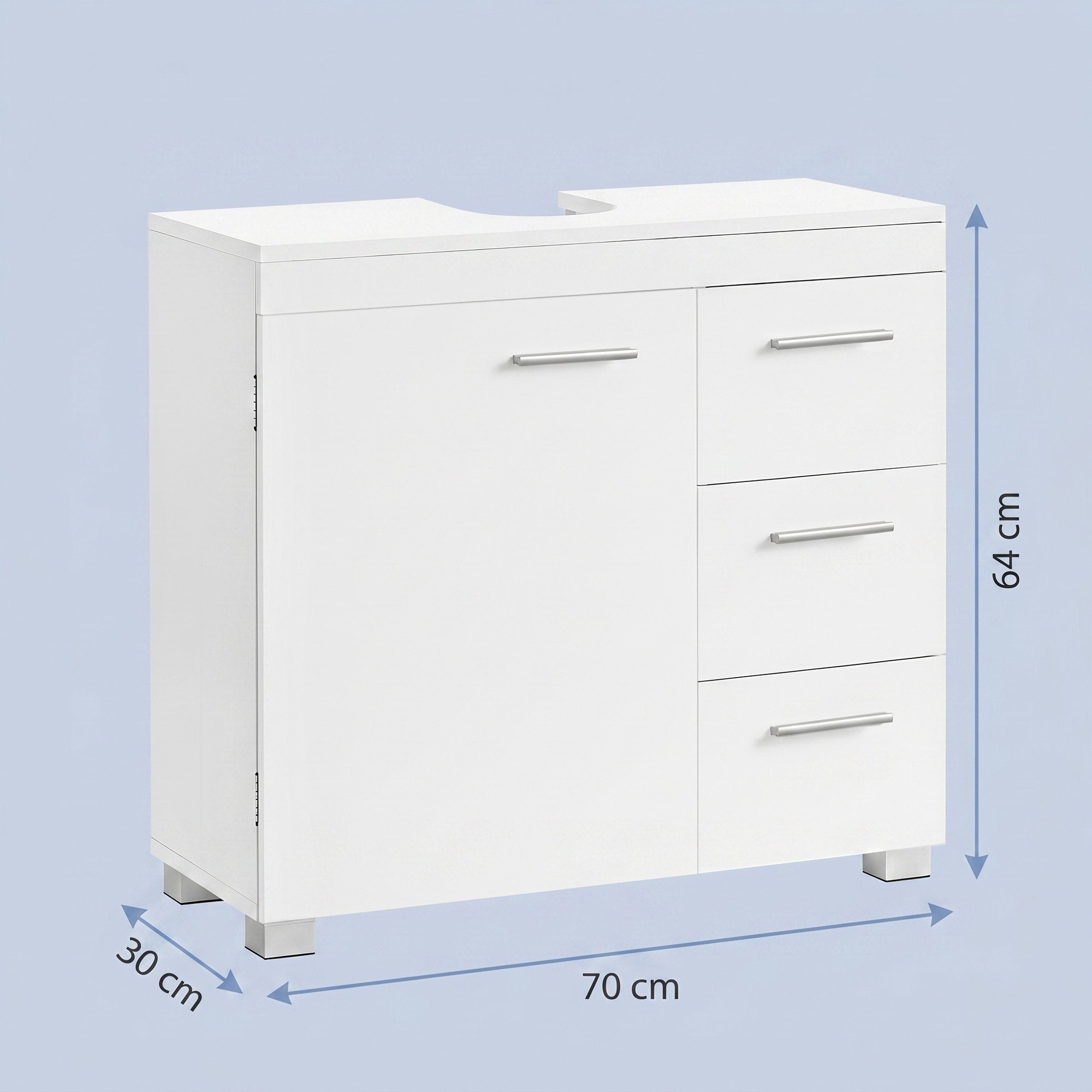 Waschbeckenunterschrank, Badezimmerschrank, 3 große Schubladen